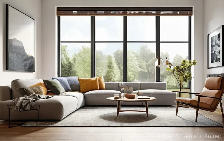 에너지 절약과 효율성 - **Prompt 1: Modern Smart Home Living**
    "A cozy and bright living room in a modern home, showcasi...