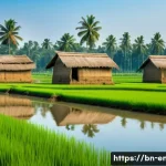 Home 23 환경 경제학 - A detailed rural Bangladeshi farming scene showing local farmers wearing traditional clothing and wo...