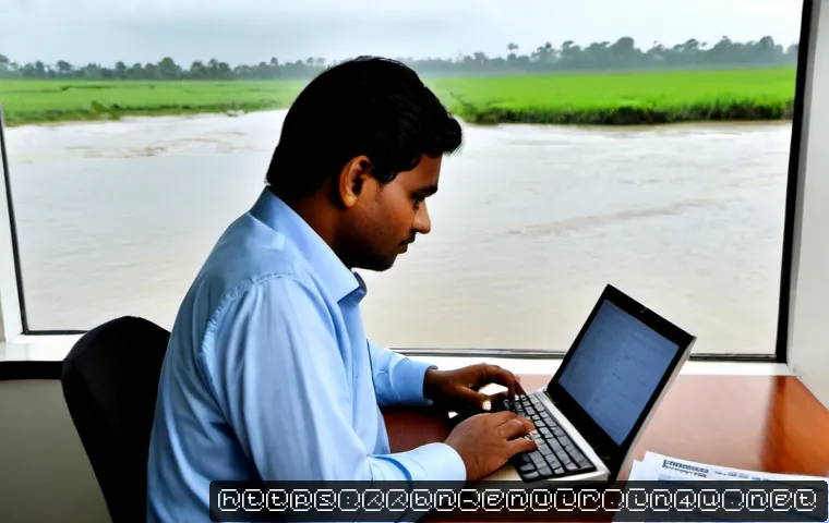 Home 17 기후 변화의 경제적 분석 - Photorealistic climate change economic analysis scene in Bangladesh, a middle-aged Bengali economist...